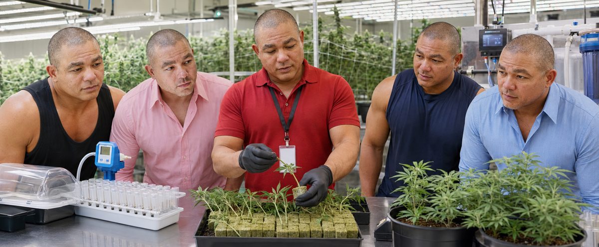 Devin Lockett in the BiomedRx hydroponic cannabis cultivation facility